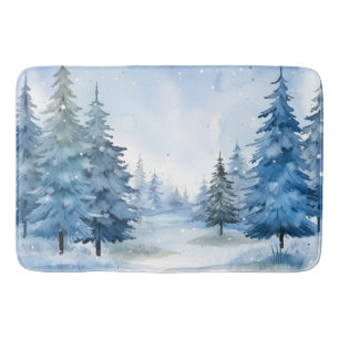 Fint Blue Winter Skogen Scene Badrumsmatta