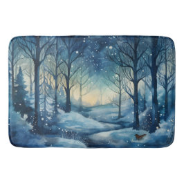 Fint Blue Winter Skogen Scene Badrumsmatta