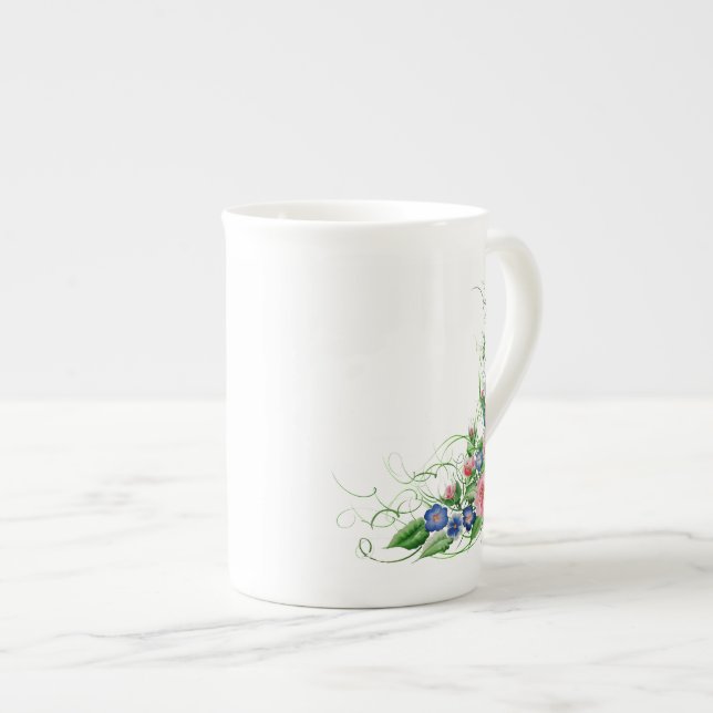 Fint bukett benporslin mugg (Framsida höger)