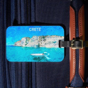 Fint Crete Greece Ocean Painting Bagagebricka