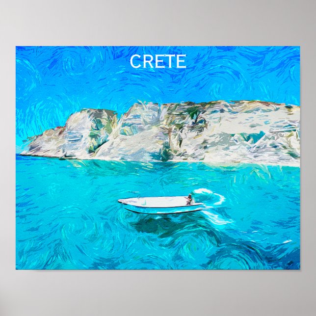 Fint Crete Greece Ocean Painting Poster (Framsidan)