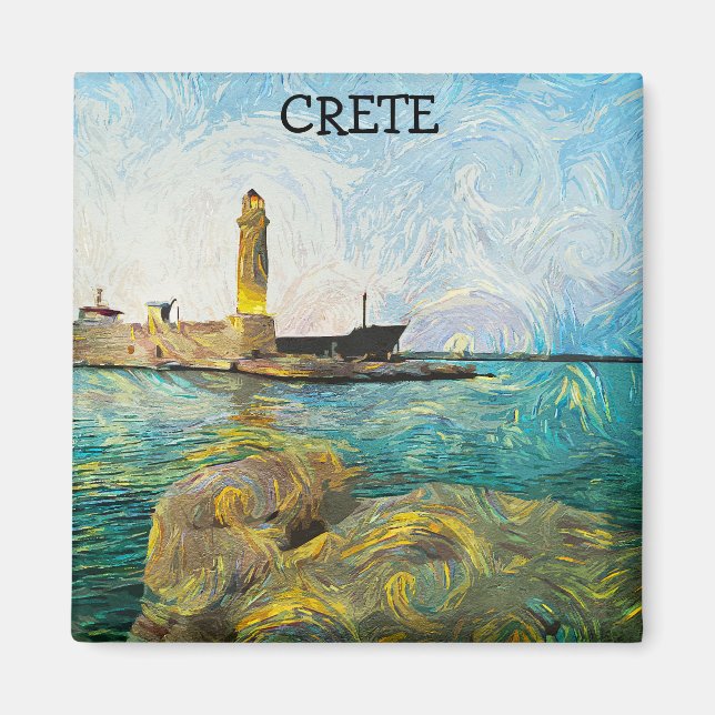 Fint Crete Greece Oil Paint Magnet (Framsidan)