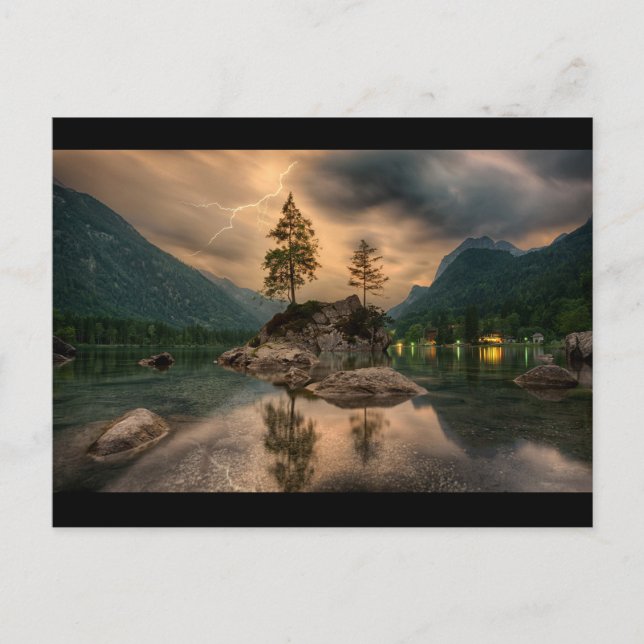 Fint Evening Mountain Sjö-foto Vykort (Framsida)