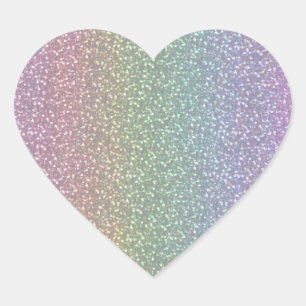 Fint Fauxglitter Sparkles den skina regnbågepärlan Hjärtformat Klistermärke