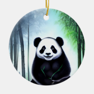 Fint, fegt lilla Panda Bear Unge Julgransprydnad Keramik