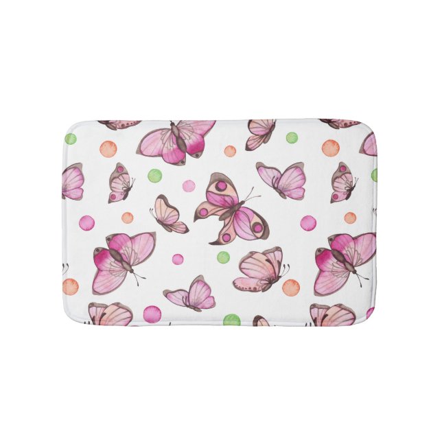 Fint fjäril och Polka dots Badrumsmatta (Framsidan)