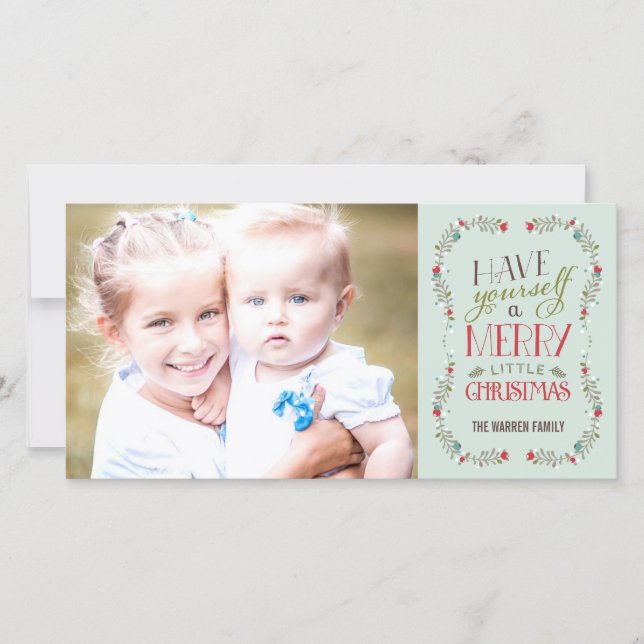Fint Garlands Helgdag Photo Card - Light Blue Julkort (Framsida)