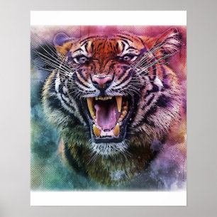 Fint Growling Bengal Tiger Ansikte Photo Poster