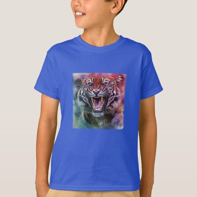 Fint Growling Bengal Tiger Ansikte Photo T Shirt (Framsida)