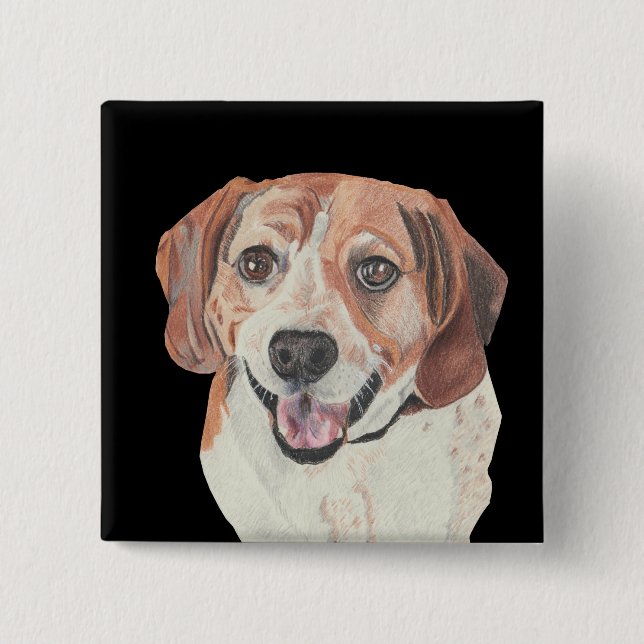 Fint Hand plockade Pastel Beagle Pin Button Knapp (Framsida)