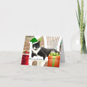 Fint julklapp - nytt års veckokort med hög julklap helgkort