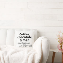 Fint kaffe, choklad och manar citat kudde