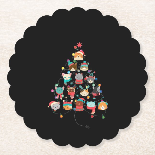 Fint katt Julgran som täcks av Flashlight Underlägg Papper (Framsida)