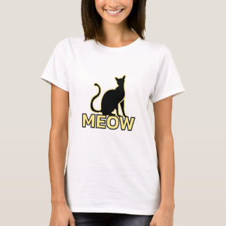 Fint katt - Vanilla Gult "MEOW" Cat Silhouette T Shirt
