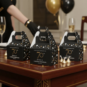 Fint konfetti guld svart 70-årsdag presentaskar