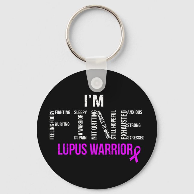 FINT Lupus Medvetenhet Warrior Fighter Autoimmun Nyckelring (Framsida)