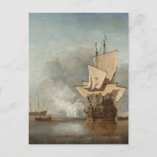 Fint marinmåleri velde vykort