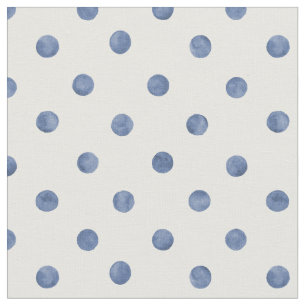 Fint marint blått polka dots mot vit bakgrund tyg