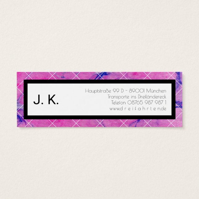 Fint minimalistiskt rosa litet visitkort (Baksidan)