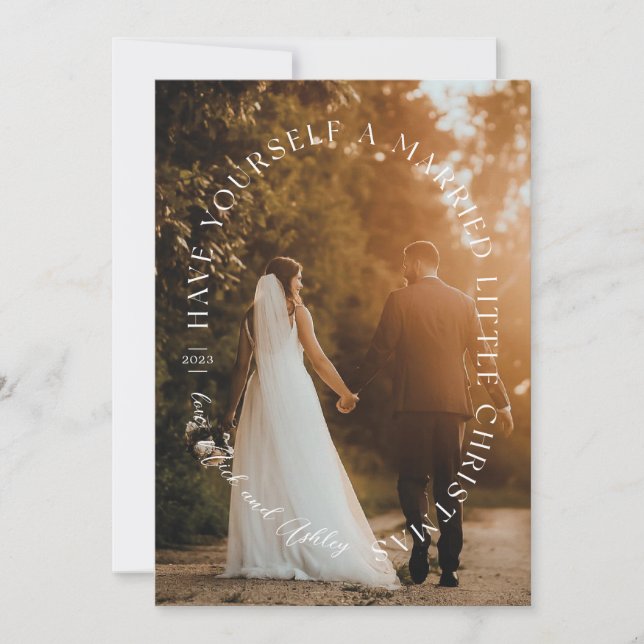 Fint Newlyged Oval Overlay Helgdag Photo Julkort (Framsida)