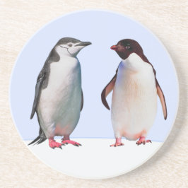 Fint Penguin Bird Couple på Light Blue Underlägg