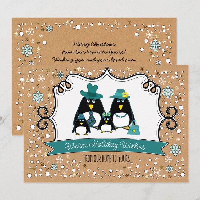 Fint Penguin-kort för julklapp Julkort (Fram/baksida)
