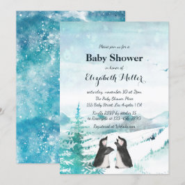 Fint Penguin Snö Ligcape Baby Shower Inbjudningar