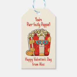 Fint Poppin'Funny Cat Popcorn Valentine Presentetikett