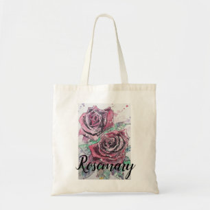 Fint Röd ros Watercolor Painting Tote Bag Tygkasse