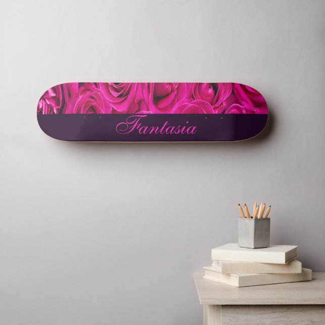 Fint rosa ros monogram mini skateboard bräda 18,5 cm (Väggkonst (Horz))