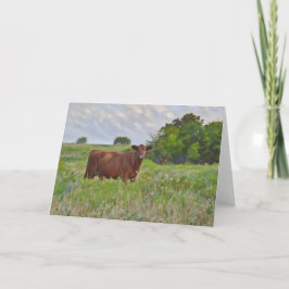 Fint rött Angus Cow Farm Art Note Card Kort