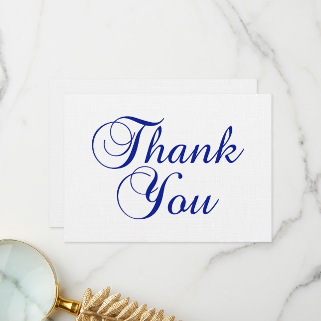 Fint Royal Blue Calligraphy-skript Tack Kort (Fram/Back In Situ)