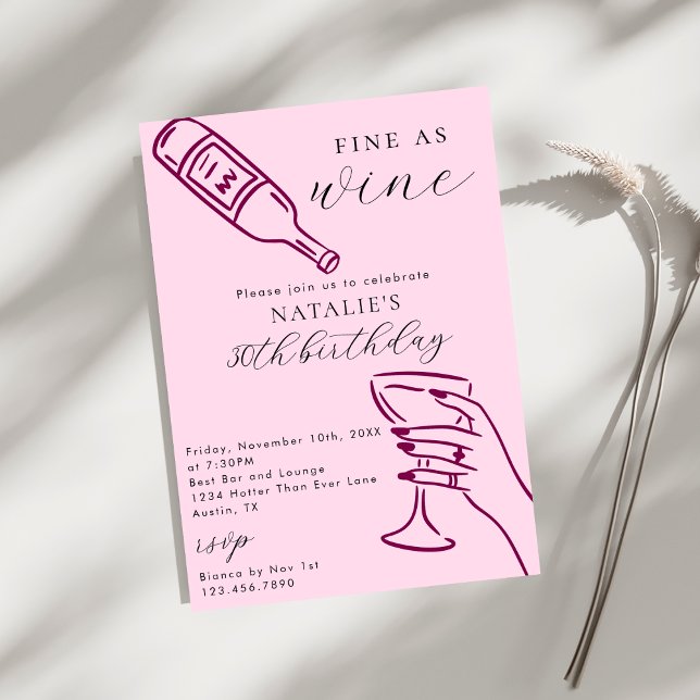 Fint Som Vin Tema Handritad Födelsedagsfest Inbjudningar (Skapare uppladdad)