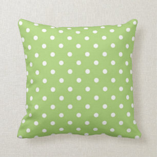 Fint, söt, klassiskt kalkgrönt polka dots kudde