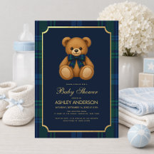 Fint Teddybjörnpojke Babyshower Blågrön Karo
