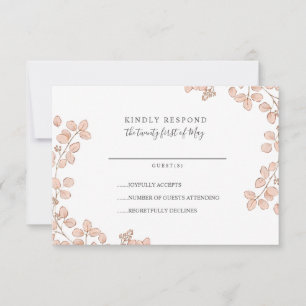 Fint Tiny Rosa lövs Whimsical Bröllop OSA Kort