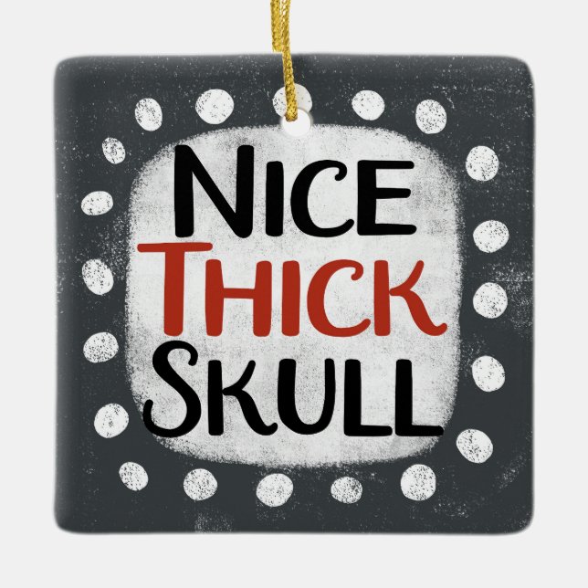 Fint tjockt skullsmönster julgransprydnad keramik (Framsida)