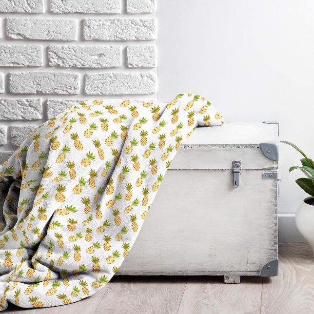 Fint Tropiskt vattenfärgsananas Mönster Fleecefilt (Pineapple Pattern Fleece Blanket)
