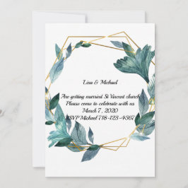 Fint vattenfärgsbildruta Löv Bröllop Inbjudningar