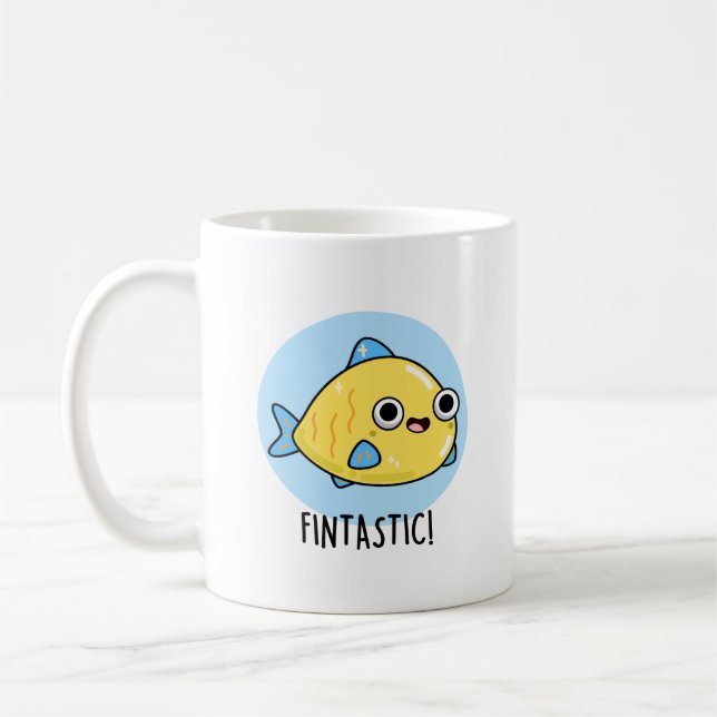 Fintastic Funny Fish Pun Kaffemugg (Vänster)