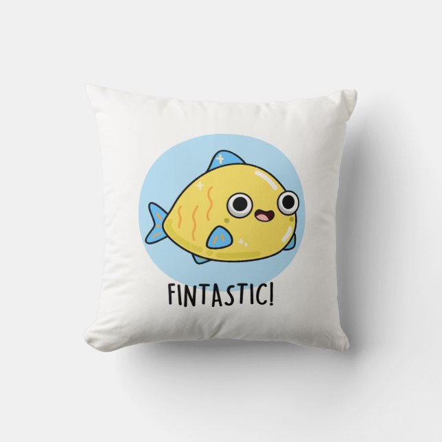 Fintastic Funny Fish Pun Kudde (Framsida)