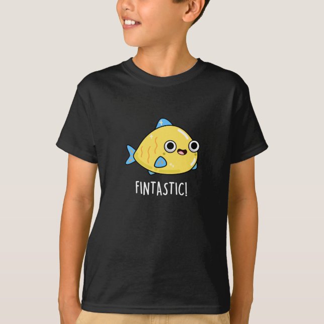 Fintastic Funny Fish Pun Mörk BG T Shirt (Framsida)