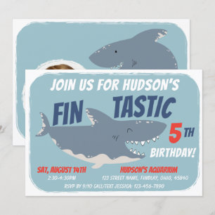 Fintastic Lycklig Shark Födelsedagsfest, vilken ål Inbjudningar