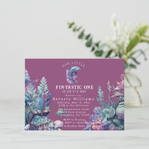 Fintastic One Modern Rustik Baby Shower med Akvare Inbjudningar