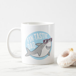 Fintastic Pappa Shark Pun Funny kaffe mugg