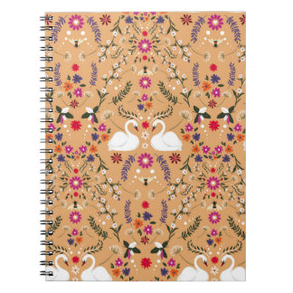 Fintliga blommor, svan fantasi, sömlös mönster. anteckningsbok