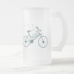 Fintliga fjärilar Blommor och Freedom Bike fläkt Frostat Ölglas