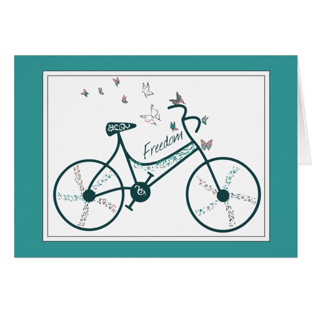 Fintliga fjärilar Blommor och Freedom Bike fläkt Hälsningskort (Framsidan Horizontal)