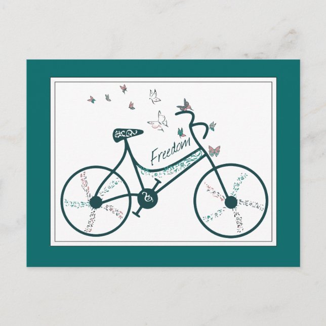 Fintliga fjärilar Blommor och Freedom Bike fläkt Vykort (Framsida)