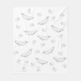 Fintliga valar i Beluga och illustration av Ogräs Fleecefilt